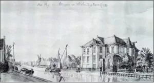 Een tekening van Jan de Beyer, gemaakt op 19 september 1749, toont het nabijgelegen ‘Brittenrust’. Achter de molen is het buiten ‘Overpost’ zichtbaar.